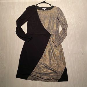 NWOT Black and Gold Asymetrical Design Dress